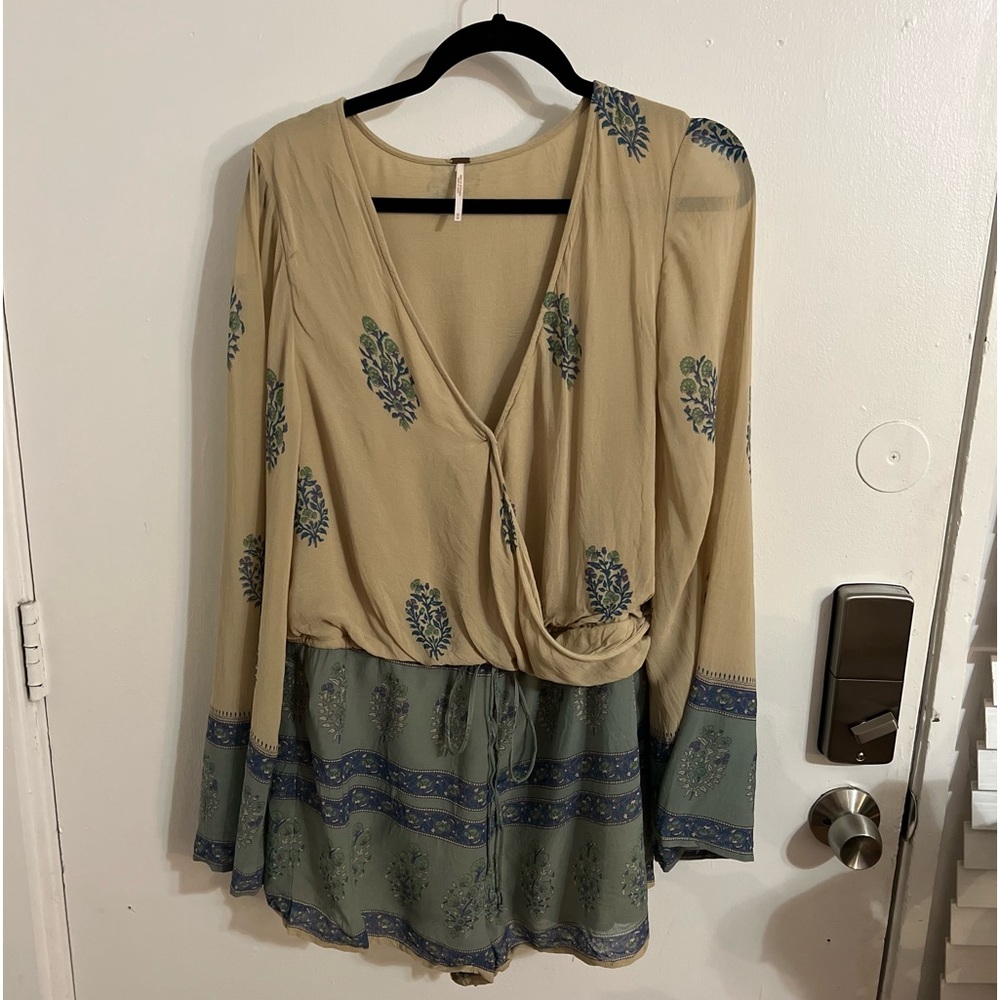 Free people shorts long sleeve romper